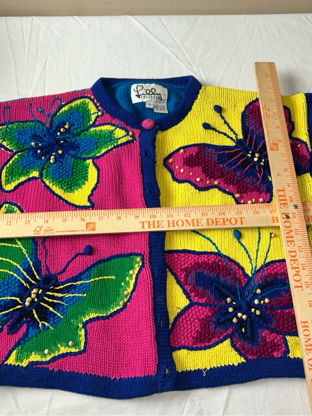 Lilly Pulitzer Vibrant Butterfly Colorblock Cardigan - Vintage 1980/90s - Picture 8 of 9